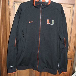 Men's Large Dry Fit University of Miami Hurricanes Zip Down Navy Nike Jacket Lg